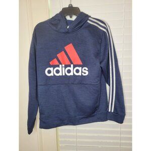 Adidas Youth Hoodie 18/20 Red Logo & Stripes Blue Polyester sports Athleisure sc
